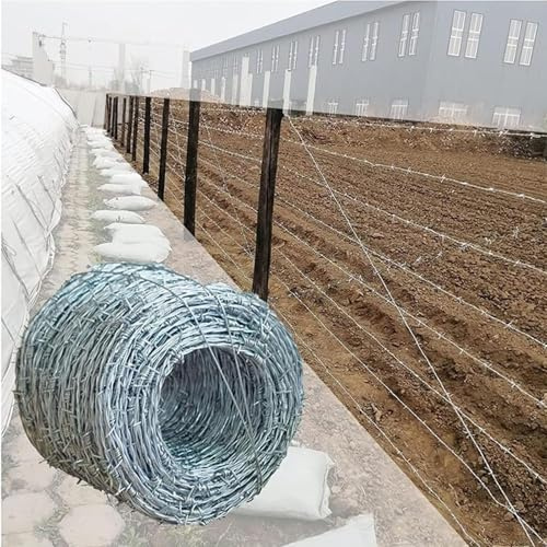 Alambre de púas galvanizado de 70 m, rollo de valla de acero resistente para manualidades, barreras de jardín, disuasión de plagas, comederos de pájaros, seguridad y prevención de intrusiones