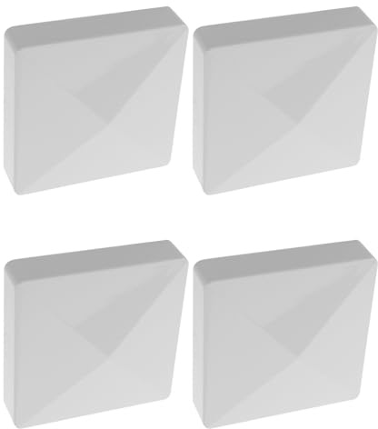 Kisangel 4 Piezas Tapas para Postes de Cerca Exteriores de Pvc Gris 4 Pulgadas, Cubiertas Planas Piramidales Resistentes Intemperie, Juego para Jardín, Terraza y Protección de Barandillas