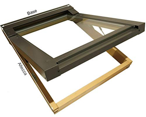 Lucernario per Tetto Finestra Mansarda Upivot Legno Alluminio Apertura tipo Vasistas.Certificato. Tutte le Dimensioni. Doppio Vetro. Vetro Camera Antigrandine - di Sicurezza. Garanzia 10 anni cm 48X98