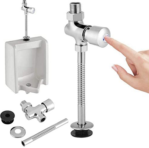 Robinet De Vidange pour Urinoir, Ensemble De Robinetterie pour Robinet De Vidange pour Urinoir avec Toilette Bath - Raccord pour Urinoir en Chrome avec Raccords Apparents
