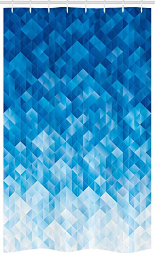 ABAKUHAUS Blau Schmaler Duschvorhang, Mosaik-Dreieck-Grafik, Badezimmer Deko Set aus Stoff mit Haken, 120 x 180 cm, Hellblau