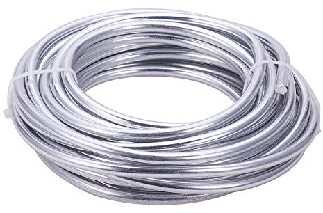 BENECREAT 3 Gauge (6mm) Fil d'Aluminium Argenté 23 Pieds (7m) Fil de Sculpture en Métal Pliable pour Modèle Floral Squelette Art Fabrication et Travail de Bijoux en Perles