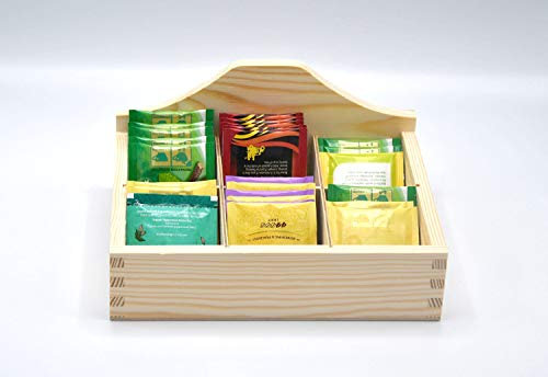 MyBer Boîte à thé PM_PH326 avec 6 compartiments en bois pour sachets de thé, épices, dosettes de café