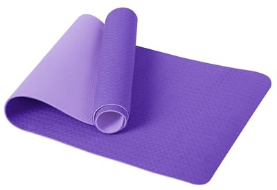 Good Nite Yoga Mat TPE Non-Slip Exercise Fitness Pilates Gymnastics Training Sport Mat Turn Mats Floor Gym with Carry Strap 183 x 61 x 0.6 cm (Dark Purple/Light Purple)