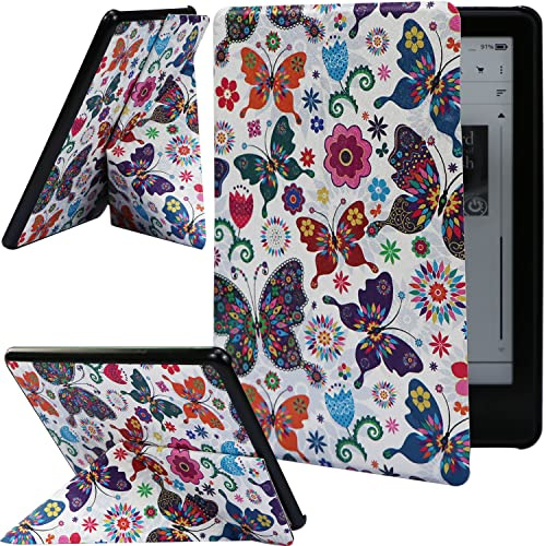 ZhaoCo Étui pour Kindle Paperwhite 6,8 Pouces 11eme génération 2021 et Kindle Paperwhite Signature Edition E-Reader Housse Coque en Cuir PU, Affichage Vertical et Horizontal - Papillon