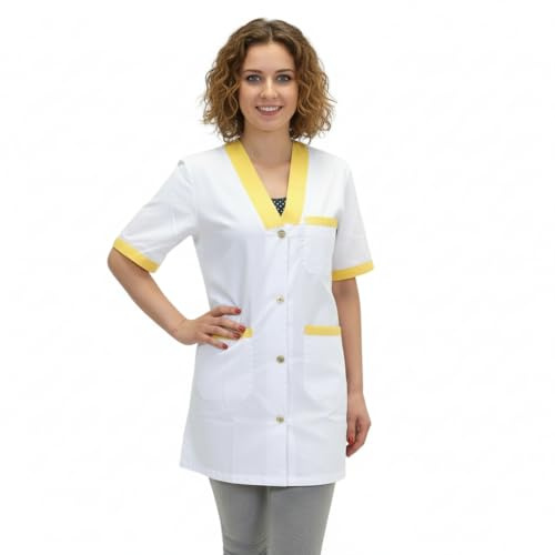 Camice da Lavoro Donna, Casacca per Alimentari,Supermercato,Macelleria,Forno,Colf