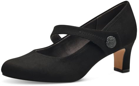 Jana Damen Pumps mit Riemen mit Klettverschluss Vegan, Schwarz (Black), 41 EU