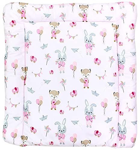 TupTam Colchón para Cambiador para Bebés Niños y Niñas, Zorro/Conejo/Rosa, 70 x 60 cm
