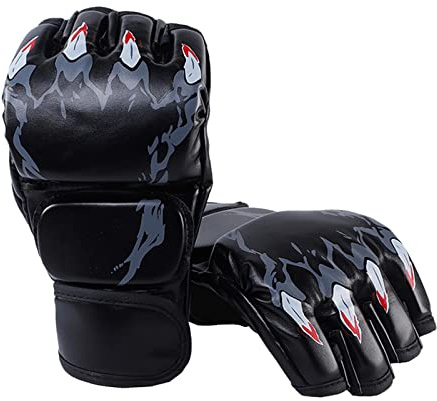 harayaa Gants de MMA, équipement de Protection Paumes Ouvertes Respirantes Mitaines légères pour Femmes Hommes Jeunes poinçonnage Sac Lourd Sparring, Griffe de