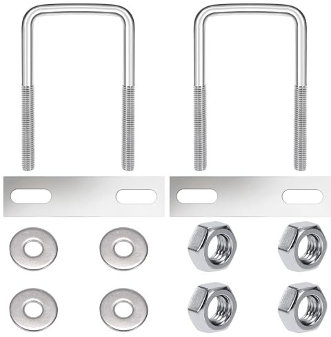 Boulons en U Carrés M8 U Boulon en Acier Inoxydable avec Écrou Plaques Rondelle pour la Fixation de Tuyaux Largeur Intérieure 50mm 2 Pièces M8 50x100mm