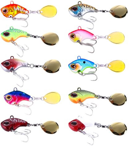 Spoons Forelle, 10 Pieces Forellenköder, 2.5 cm/9g Angelzubehör, Artificial Bait, Blinker Angeln Set, Gummifische Set, Artificial Bait Spinner Set für Salzwasser Und Süsswasser für Hecht, Zander