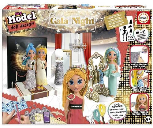 Educa - My Model Gala Night | CREA y Diseña tu Muñeca, Incluye más de 150 Looks, Photocall para Lucir Tus Modelos y más de 40 Accesorios, Regalo para Niños y Niñas 6 7 8 Años (20099)