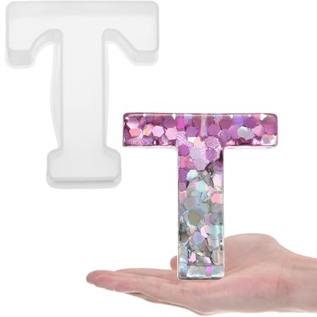 sourcing map Large Letter T Resin Molding 6 3D Capital Alphabet Silicone Mould for Word Sign Art, DIY Crafts, Home Party Decoration, Candle Wax, Soap Crafts