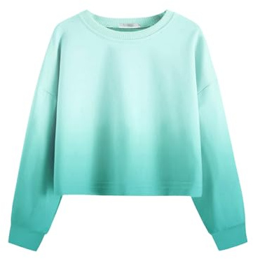 Arshiner Sudadera para niñas de Manga Larga Crop Tops de algodón con Cuello Redondo Tops para niños de 5 a 12 años