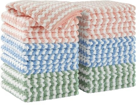 JOYMOOP panni in microfibra per la pulizia, asciugamani e strofinacci da cucina in microfibra, assorbenti, senza aloni né pelucchi, riutilizzabili e lavabili, set da 18 pezzi, 18,5 × 28,5 cm