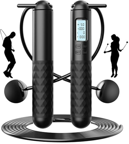 PICKONA Cordless Skipping Ropes for Adults, Cordless Jump Rope With Counter, Ropeless Skipping Rope for Adults, Portable Wireless Gravity Ball Skipping Rope for Women Men Kids(Include Jump Line)