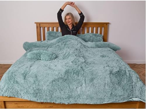 Dolce Vari Snuggle Scape Fleece Bedding Set Super Soft, Warm & Cosy Duvet Cover Premium Fleece Duvet Set for the Ultimate Sleeping Experience (Teal, Double)