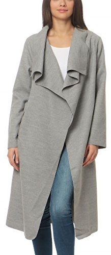 malito Damkappa lång med vattenfall snitt | trenchcoat med bälte | mjuk dufflecoat | parkas – jacka 3040, LJUSGRÅ, 34-40