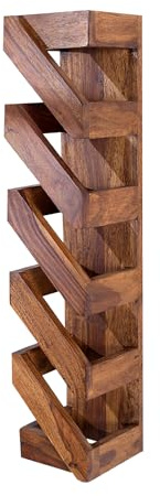 Invicta Interior riess-Ambiente Massives Weinregal MAKASSAR Sheesham Stone Finish für 5 Flaschen Regal Wandregal für Weinflaschen Holzregal Flaschenregal Flaschenhalter