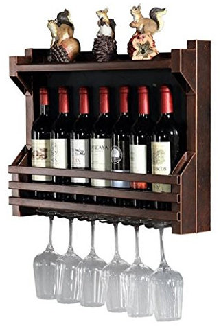 LH-Étagère à cadre European Metal Iron Bottle Holder | Wine Stand | Wine Glass Holder | Cup Holder | Wall Mounted Wine Cellar | Vintage Country Style Hanging Wine Glass Shelf