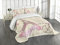 ABAKUHAUS Kuss Tagesdecke Set, Floral Paris Symbol Eiffel, Set mit Kissenbezug Klare Farben, für Einzelbetten 170 x 220 cm, Elfenbein Rosa