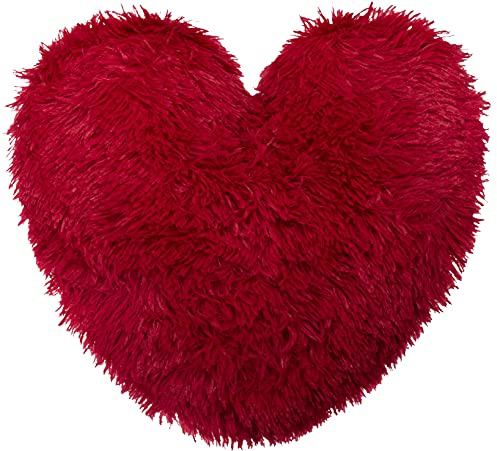 Brandsseller - Cuscino a forma di cuore, con fiori e rose, effetto 3D, complemento d’arredo, Microfibra, Colore: rosso, 40 x 40 cm