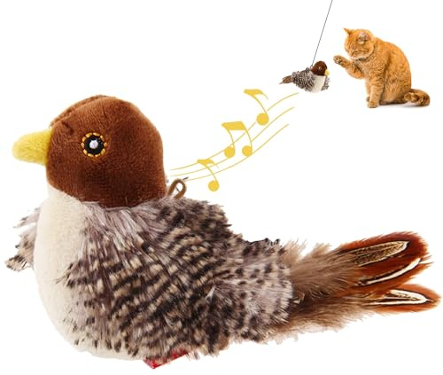 GiGwi Chirping Bird Cat Toy, Interactive Cat Squeak Toy Melody Chaser Bird Toys for Cats to Play Alone, Funny Squeak Kitten Toy for Boredom