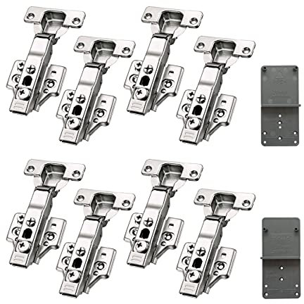 LOOTICH 95 Grad Eckanschlag 35mm Clip-On 3-Way Soft Close Hydraulisch Scharnier mit Integriertem Dämpfer Kreuzplatten Topfscharnier Küchenschrank Kleiderschrank Schranktür Möbel 8 Stück