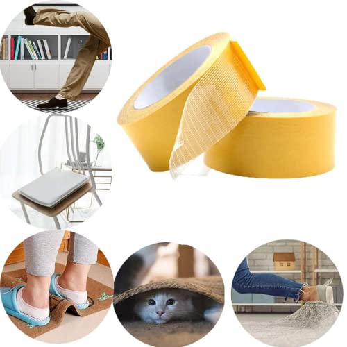 Strong Adhesive Double-sided Gauze fiber Mesh Tape, Fiberglass Tape, Waterproof Self Adhesive Strong Tape, Mesh Tape for Floor Sound Insulation Rubber Products Foam Textile (1.2in x 65.6ft (20m))