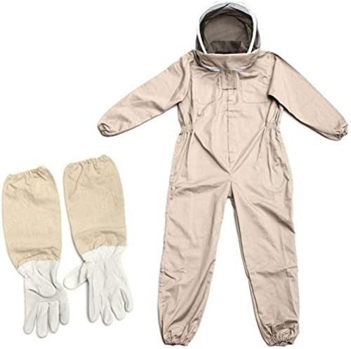 Yusat Bienenanzug, Ganzkörper-Imkerkleidung mit Handschuhen Imkerschutzanzüge Imkeranzug Bienenzüchterausrüstung Overalls Bienen-Outfit (XL)