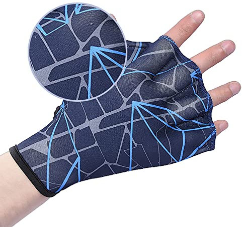 Faxianther Schwimmhandschuhe Fingerlose Wasserhandschuhe Schwimmflossen Paddel Wasserwiderstandstraining Trainingsschwimm Handschuhe Einstellbare Handflossen Tauchhandschuhe für Surfen