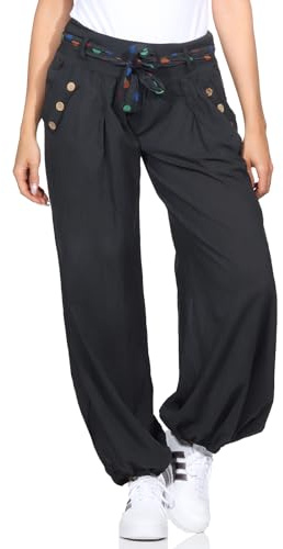 ZARMEXX pantalon sarouel bouffant avec ceinture - Couleurs unies - Ballon - Aladin - Été - Yoga - Taille unique, anthracite, 38 FR/44 FR