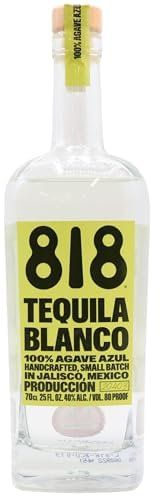 818 Blanco Tequila – 100% Blue Weber Agave, 70cl Bottle | Smooth, Clean & Crisp | Premium Mexican Tequila Crafted in Jalisco | Perfect for Cocktails, Sipping or Gifting