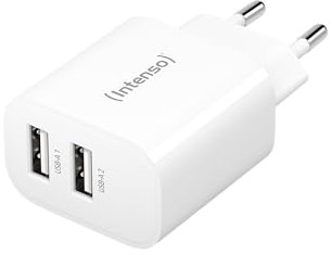 Intenso Power Adapter W24AA, USB-A Ladegerät mit 2 USB-A Anschlüssen, 24 Watt, weiß