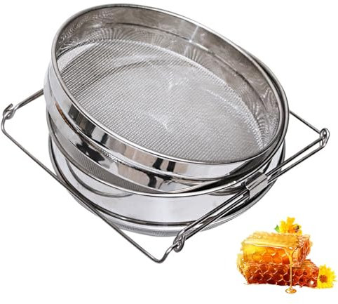 Honigsieb mit Doppelsieb, Edelstahl-Maschensieb für 5-Gallonen-Eimer, Honigschleuder für sauberen Honig mit bis zu 16,5 Zoll ausziehbaren Armen, Imkereiausrüstung, Honigabfallfilter