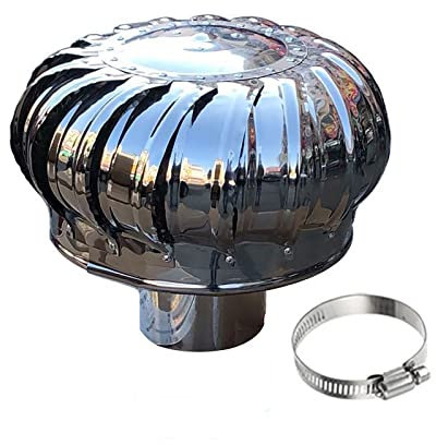 Chimney Exhaust Pipe,chimney cowl, Spinner Cowl Stainless Steel, Rotating Chimney Cowl,Ventilation,Roof Vents,Weatherproof,Roof Turbine Ventilator,Flue Rain Caps,304 Stainless Steel(200mm/7.8in)