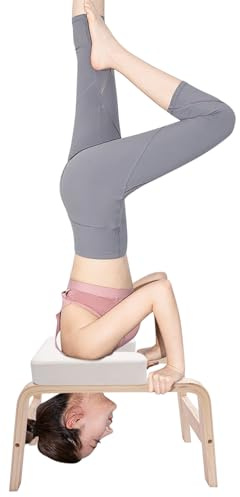 HINOPY Pall, yogahuvudstativ stol yoga asana-träningsstol med PU-stoppning – upp till 200 kg för avkoppling och styrka, lindrar trötthet balansträning, vit