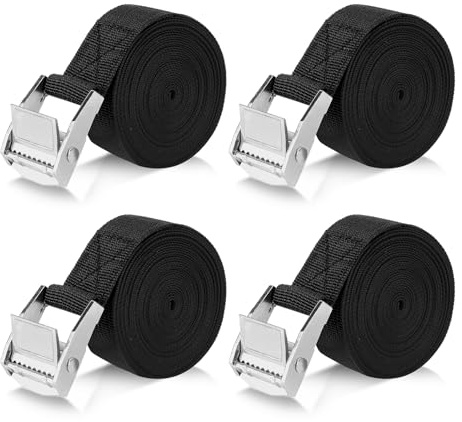 Romon Cinghie di Fissaggio 5M, Set di 4 Cinghie a Cricchetto con Fibbia da 25MM, Sicura del Carico Resistenza Fino a 250KG, Cinghia di Ancoraggio con Chiusura per Moto Bicicletta Truck