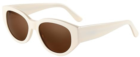 ZENOTTIC Lunettes De Soleil Polarisées Pour Femmes Tendance : Lunettes De Soleil Classiques Avec Monture Cat-Eye - Lunettes Rétro Et Mignonnes Avec Protection UV400 Blanche