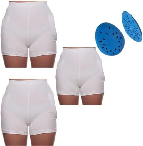 3 Protective Hip Pants with 1 Pair Hip Protection Pads – Comfortable, Durable & Easy-to-Wear Set, Removable Impact-Absorbing Pads for Enhanced Hip Safety, Suitable for Day and Night Use (L)