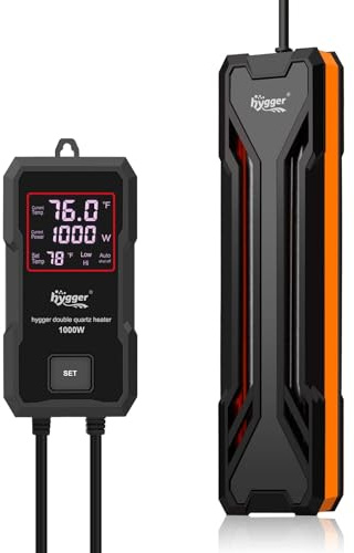 Hygger - Calefacción sumergible para acuario (1000 W, calefacción para acuario, temperatura ajustable, con controlador de pantalla de 492 – 984 L)