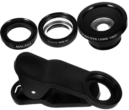 NUOBESTY 1 Juego Kit de Lentes para Cámara de Teléfono Macro Gran y Ojo de Compatible con Mayoría de Smartphones Clip de Usar