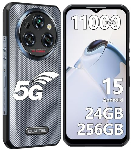 OUKITEL WP35 Rugged Smartphone 5G, Android 15, 11000mAh/33W, 24GB+256GB/2TB, MTK7025, 6.6 FHD+/2.4K Display, 108MP Camera Telefono Indistruttibile, 5G Dual SIM Cellulare Antiurto/NFC/Fingerprint