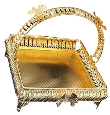 LLINthy Ciotola da portata in metallo salvaspazio per frutta, capacità 5 l, leggera con manico ergonomico, vassoio da portata per spuntini domestici in metallo