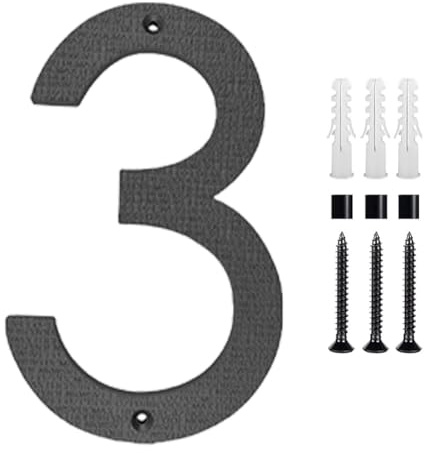FUBESK Lot de 4 numéros de maison modernes en ABS noir mat de 30,5 cm pour décoration extérieure avec matériel de montage pour portes, boîtes aux lettres et clôtures