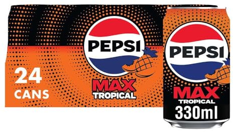 Pepsi Max Tropical, 330ml Cans (Pack of 24)