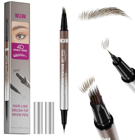 W3W 4D matita sopracciglia make up, penna sopracciglia effetto pelo,matita sopracciglia microblading,waterproof eyebrow pencil,4D Quadrato angolato + Ultra-Fine,04 Black(Nero)