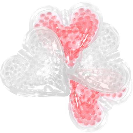 HEMOTON 4 Stück Herzförmige Gel Kühlpacks 8cm Kleiner Kühlkompressen Wiederverwendbar Transparent und Pink für Schmerztherapie Kälte und Wärmeanwendung