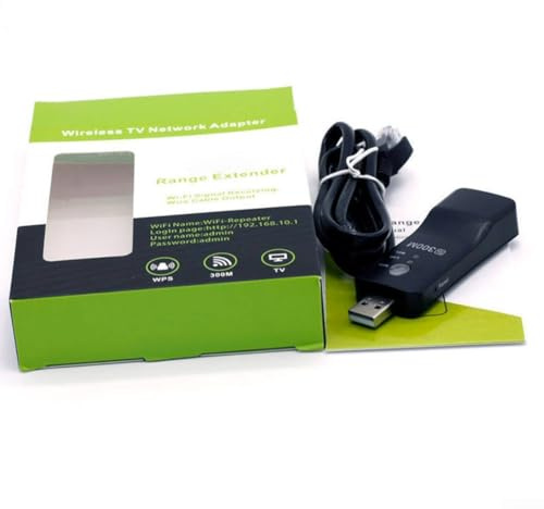 300 Mbps USB trådlös repeater WiFi-signalförlängare för smart TV, för ap-läge, nätverksadapter med WPS-knapp, konverterar trådlös till RJ45 Ethernet, kompakt design för hem- och kontorsbruk svart