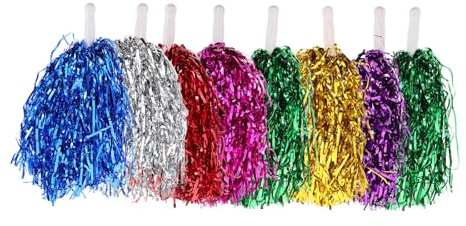 INOOMP Pompons de Cheerleading Légers en PE Lot de 8 Pièces avec Poignée Couleur Aléatoire pour Compétition Scolaire et Événements Sportifs D'encouragement